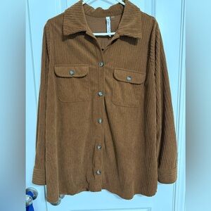 NY Collection Brown Corduroy Shirt
